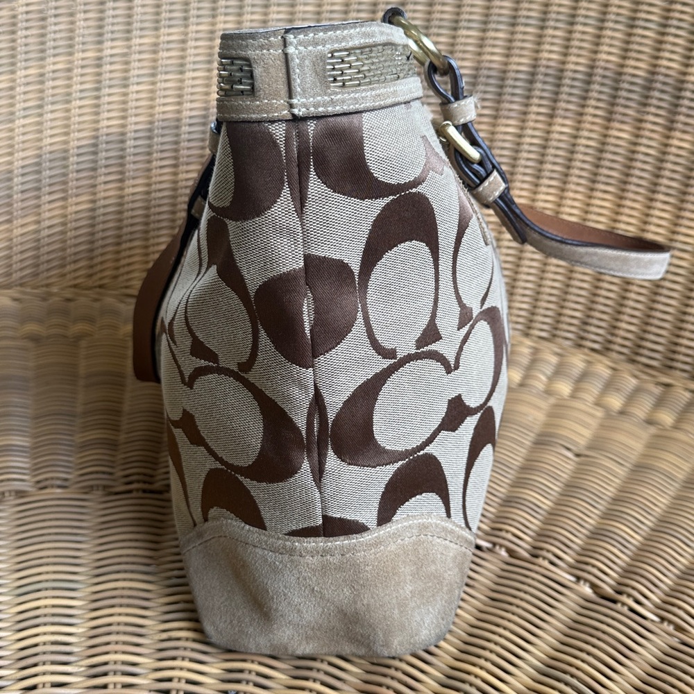 Coach Brown and Tan Signature Canvas Tote - Picture 9 of 13